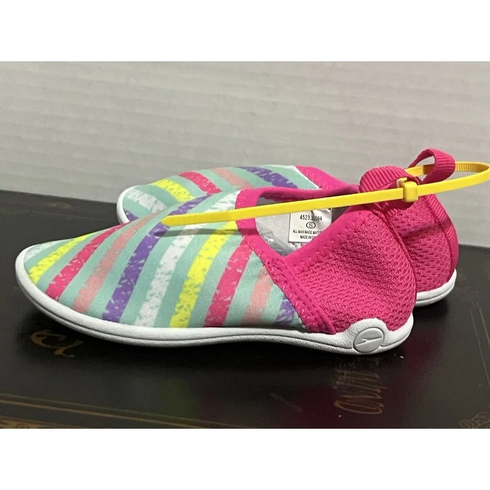 Speedo Kids Beach Booties Water Shoes Pink Striped‎ Small 5-6